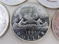 (Qty - 10) 1961 Canadian Silver Dollars-