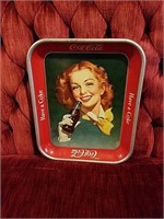 C1948 Coca-Cola serving tray red hair girl