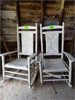PAIR OF ROCKING CHAIRS -- ONE IS BROKEN