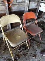 2 VINTAGE METAL FOLD OUT CHAIRS