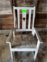 OLD WHITE WOOD ROCKING CHAIR