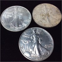 1988, 1993 & 2002 SILVER EAGLE SILVER DOLLARS