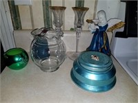 GLASSWARE, ANGEL AND MISC. ITEMS