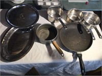 (7) Assorted Stainless Steel Pots & Pans