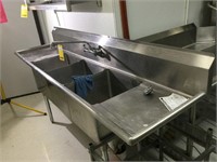 NSF Brand 90" SS Triple Sink W/ Drain Boards