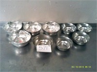 Lot of 9 Decorative Stainless Bowls
