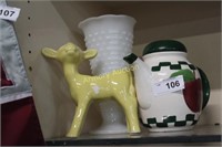 DEER PLANTER - MILK GLASS VASE - TEAPOT