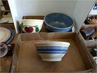 Two boxes of stoneware bowls