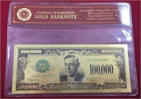 (1) Gold Plated Banknote