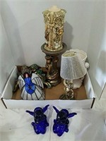 Cupid figurines, candlesticks and miscellaneous