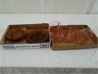 Amber plates and pink cups