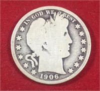 1906 O Barber Half Dollar