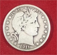 1911 S Barber Half Dollar