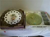 1960s green snack set and Cake plates