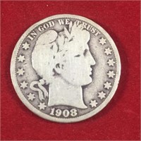1908 S Barber Half Dollar