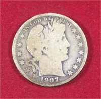 1907 D Barber Half Dollar