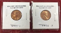 (2) Mixed Dates Old Lincoln Cents BU