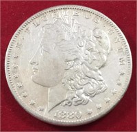 1880 S Morgan Dollar AU (Cleaned)