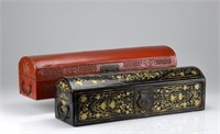 Two Chinese lacquer glove boxes
