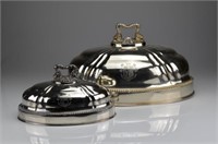 Graduated pair of Sheffield plate meat domes