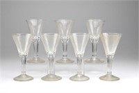 Eight trumpet form wine glasses