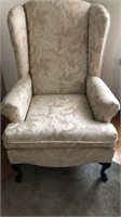 Hillcraft Floral pattern white wingback chair