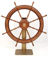 60 in. Inlaid Mahogany Ship's Wheel