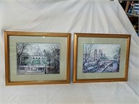Two 10 x 14 framed and matted prints from Paris