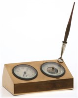 Chelsea Bronze Desk Clock With Barometer