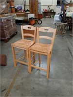 Pair of rush bottom stools