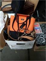 Box of handbags and belts