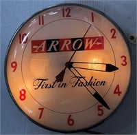 "ARROW FIRST IN FASHION" LIGHTED ELECTRIC CLOCK