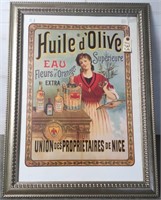 "HUILE d'OLIVE" FRAMED ADVERTISEMENT POSTER