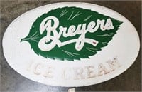"BREYERS ICE CREAM" EMBOSSED METAL SIGN