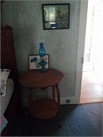 Table Pictures And Blue Lamp As Shown