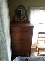 Tall Oak Dresser With Mirror