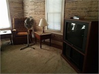 Pair Of End Tables Recliner Fan Lamp And Tv