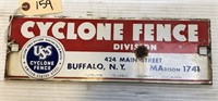 "CYCLONE FENCE DIVISION" PORCELAIN SIGN