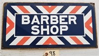 "BARBER SHOP" PORCELAIN SIGN