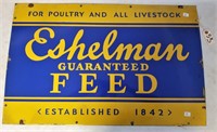 "ESHELMAN GUARANTEED FEED" PORCELAIN SIGN