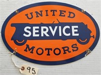 "UNITED MOTORS SERVICE" OVAL PORCELAIN SIGN