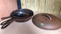 Cast-iron skillets and one lid