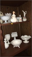 Lefton vase, Wedgewood bell, white glass