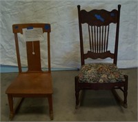 (2) Rocking chairs, Polster and Birds eye maple.