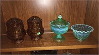 Amber fairy lamps & green ruffled dishes