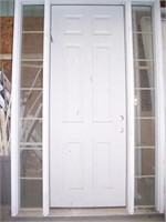 Steel Door w/ wood frame.  3' x 8'  plus side