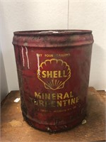4 GALLON SHELL MINERAL TURPENTINE TIN CAN