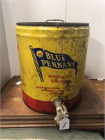 4 GALLON SHELL BLUE PENNANT POURER OIL CAN