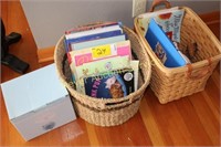 Wicker baskets with children's books