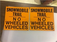2 METAL SNOWMOBILE TRAIL SIGNS
